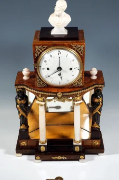 Pamono Viennese Empire Portal Clock with Caryatids and Gilded Fittings, 1810><noscript><img width=