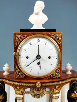 Pamono Viennese Empire Portal Clock with Caryatids and Gilded Fittings, 1810><noscript><img width=