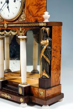 Pamono Viennese Empire Portal Clock with Caryatids and Gilded Fittings, 1810><noscript><img width=