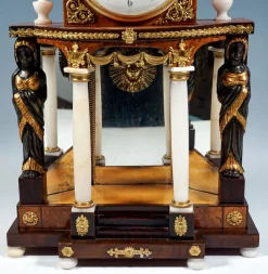 Pamono Viennese Empire Portal Clock with Caryatids and Gilded Fittings, 1810><noscript><img width=