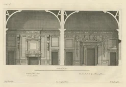 Pamono View of the Salon and Dining Room of Wilton House in Salisbury, 1717, Paper> Work On Paper