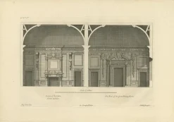Pamono View of the Salon and Dining Room of Wilton House in Salisbury, 1717, Paper> Work On Paper