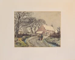 Pamono Village in the Snow, Late 19th Century, Watercolor on Paper> Impressionist