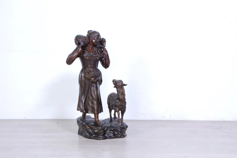 Pamono Vincenzo Cinque, Shepherdess, 19th Century, Bronze> Old Masters