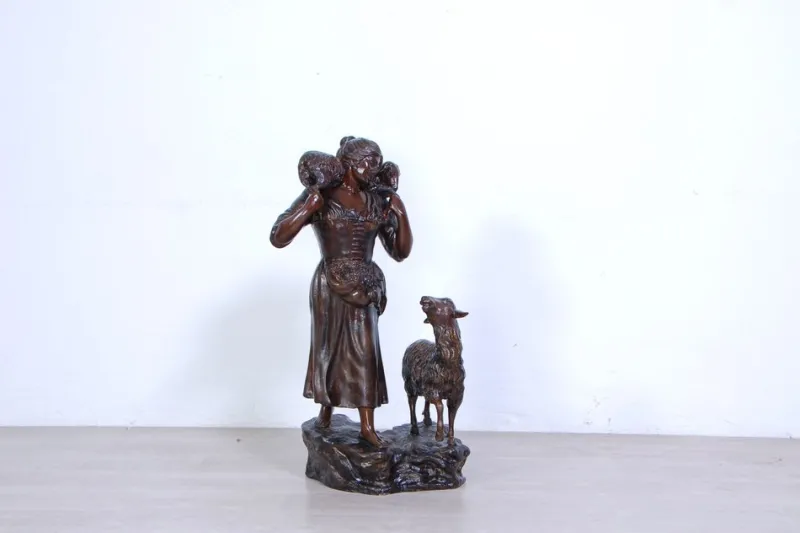 Pamono Vincenzo Cinque, Shepherdess, 19th Century, Bronze> Old Masters