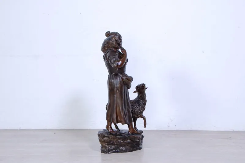 Pamono Vincenzo Cinque, Shepherdess, 19th Century, Bronze> Old Masters