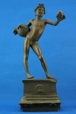Pamono Vincenzo Gemito, Art Nouveau Nude Sculpture of Water Carrier with a Fountain, Late 1800s, Bronze> Art Nouveau