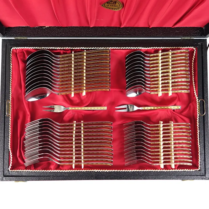 Outlet Pamono Vintage 24 Carat Gilded Stainless Steel Cutlery Set, Set of 70