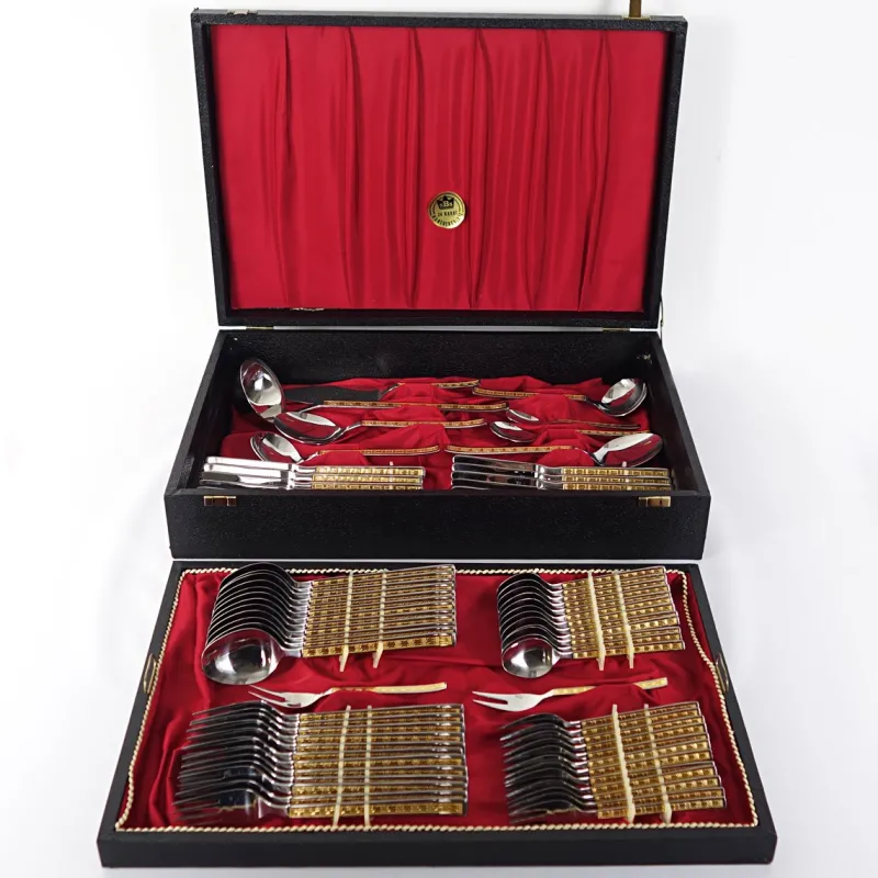 Outlet Pamono Vintage 24 Carat Gilded Stainless Steel Cutlery Set, Set of 70