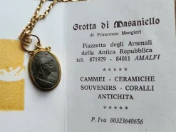 Pamono Vintage 9 Karat Gold Volcanic Rock Amalfi Coast Cameo Souvenir, 1970s><noscript><img width=