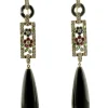 Pamono Vintage 18 Karat White Gold Earrings with Diamonds, Emeralds, Blue Sapphires, Rubies and Onyx, Set of 2> Earrings