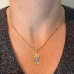 Pamono Vintage 18 Karat Yellow and White Gold Girl Doll Charm Pendant, 1970s><noscript><img width=