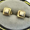 Pamono Vintage 9 Karat Yellow and White Gold Geometric Stud Earrings, Set of 2