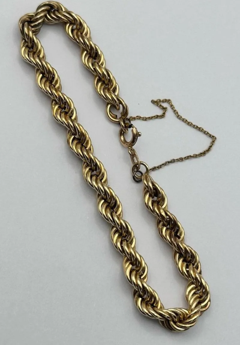 Pamono Vintage 9 Karat Yellow Gold Twist Rope Bracelet> Bracelets
