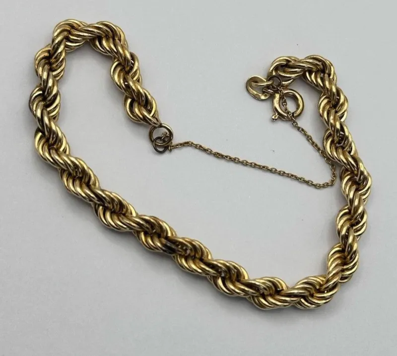 Pamono Vintage 9 Karat Yellow Gold Twist Rope Bracelet> Bracelets