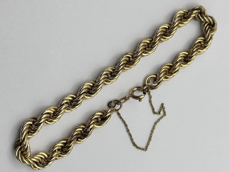 Pamono Vintage 9 Karat Yellow Gold Twist Rope Bracelet> Bracelets