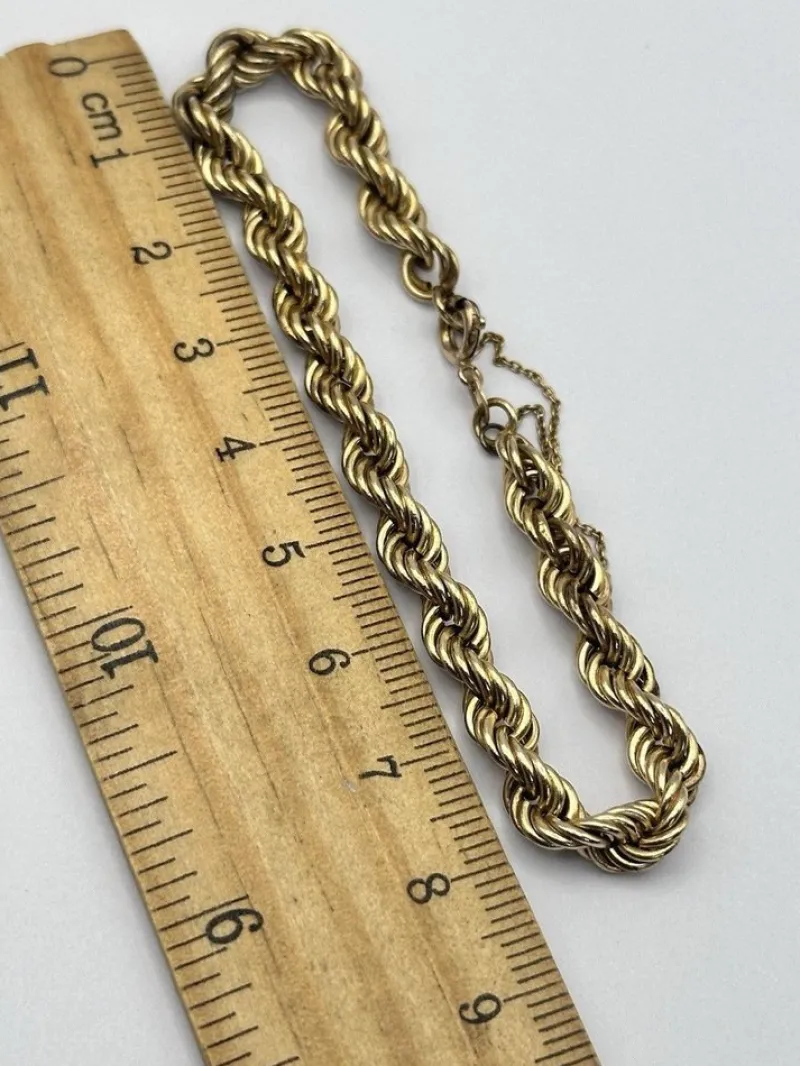 Pamono Vintage 9 Karat Yellow Gold Twist Rope Bracelet> Bracelets