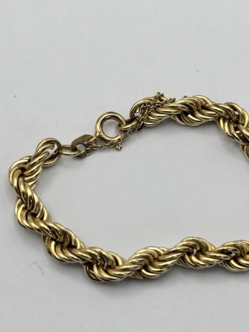 Pamono Vintage 9 Karat Yellow Gold Twist Rope Bracelet> Bracelets