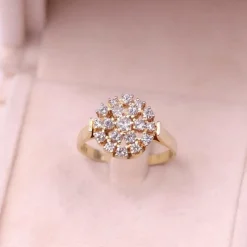 Hot Pamono Vintage 14 Karat Yellow Gold Ring with Brilliant Cut Diamonds, 1970s