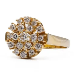 Hot Pamono Vintage 14 Karat Yellow Gold Ring with Brilliant Cut Diamonds, 1970s