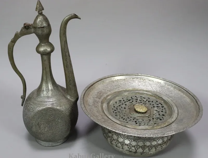 Outlet Pamono Vintage Afghan Engraved Pitcher and Basin Set in Copper, 1920s