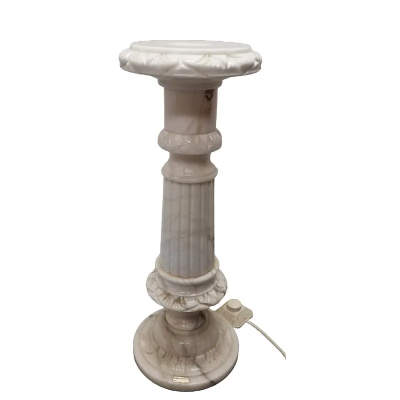 Pamono Vintage Alabaster Pillar with Lamp, 1970/80s> Pedestals And Columns