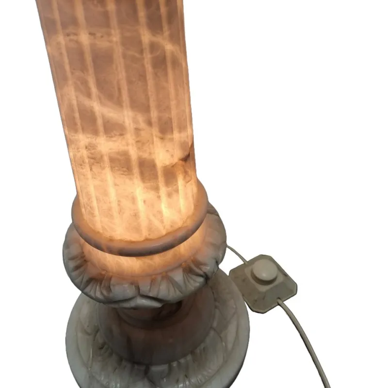 Pamono Vintage Alabaster Pillar with Lamp, 1970/80s> Pedestals And Columns