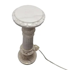 Pamono Vintage Alabaster Pillar with Lamp, 1970/80s><noscript><img width=