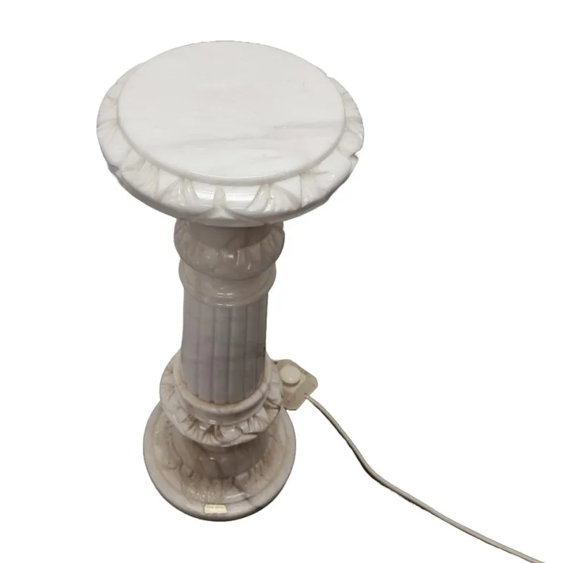 Pamono Vintage Alabaster Pillar with Lamp, 1970/80s> Pedestals And Columns