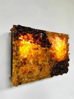 Discount Pamono Vintage Amber Glass Wall Lamp, 1970s