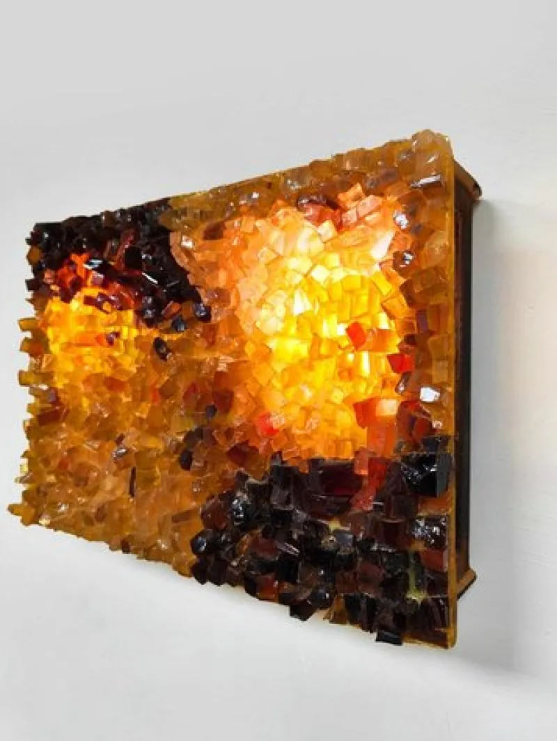 Discount Pamono Vintage Amber Glass Wall Lamp, 1970s