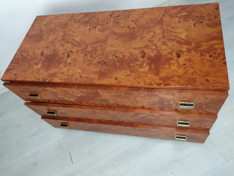 Pamono Vintage Amboyna Burl Chest of Drawers, 1970s> Dressers, Commodes & Chests
