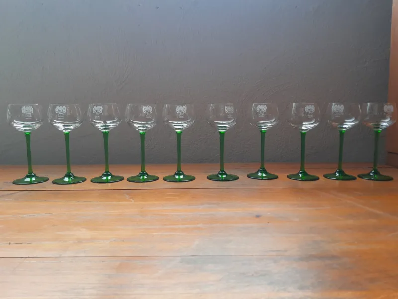 Sale Pamono Vintage and Bohemian Two-Tone Alsatian Wine Glasses, Set of 10