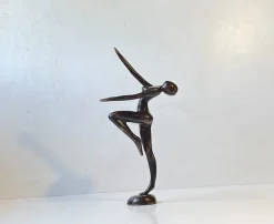 Pamono Vintage Androgynous Sculpture in Patinated Bronze, 1970s> Art Deco