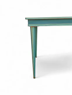 New Pamono Vintage Aqua Green Dining Set with Gilt Details by Umberto Mascagni, 1950s, Set of 7