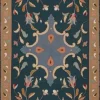 Clearance Pamono Vintage Arraiolos Runner Rug in Blue with Floral Patterns from R&K Principal Jahanshah Nazmiyal