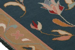 Clearance Pamono Vintage Arraiolos Runner Rug in Blue with Floral Patterns from R&K Principal Jahanshah Nazmiyal