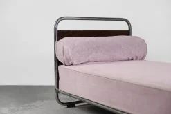Pamono Vintage Art Deco Bauhaus Streamline Burled Wood & Tubular Steel Bed, 1920s><noscript><img width=