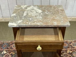 Pamono Vintage Art Deco Bedside Table in Oak with Marble Top, 1930s><noscript><img width=