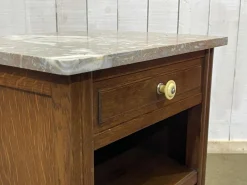 Pamono Vintage Art Deco Bedside Table in Oak with Marble Top, 1930s><noscript><img width=