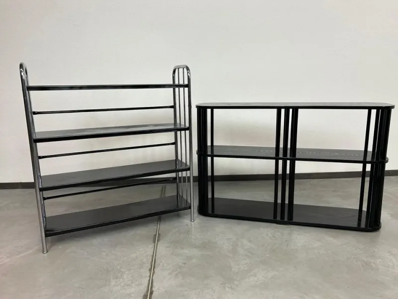 New Pamono Vintage Art Deco Black Shelf, 1920s