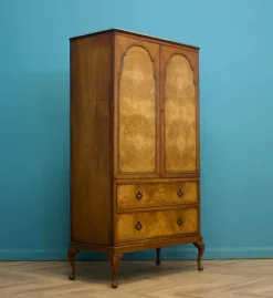 Pamono Vintage Art Deco Burr Walnut Compactum Wardrobe, 1950s