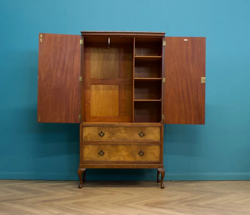 Pamono Vintage Art Deco Burr Walnut Compactum Wardrobe, 1950s