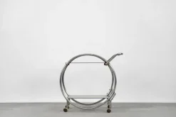 Outlet Pamono Vintage Art Deco Chrome and Glass Round Bar Cart, 1930s