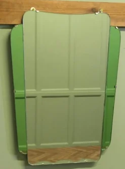 Pamono Vintage Art Deco Emerald Wall Mirror, 1930><noscript><img width=