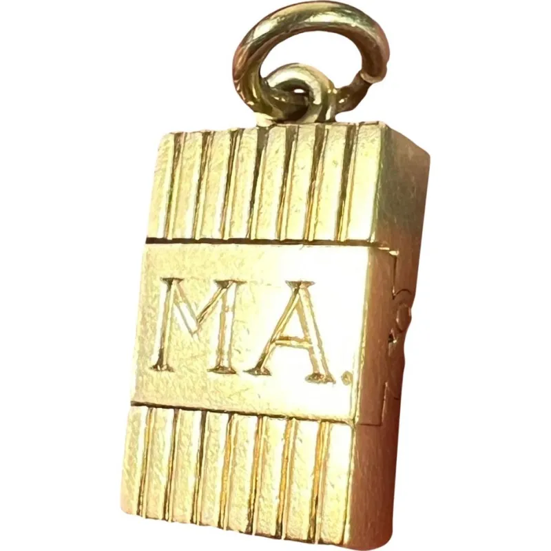 Pamono Vintage Art Deco Folding Fob Seal Initials Am 18k Yellow Gold Charm Pendant, 1920s> Necklaces