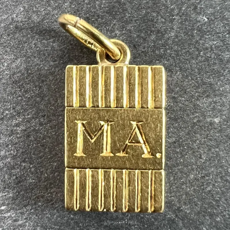 Pamono Vintage Art Deco Folding Fob Seal Initials Am 18k Yellow Gold Charm Pendant, 1920s> Necklaces