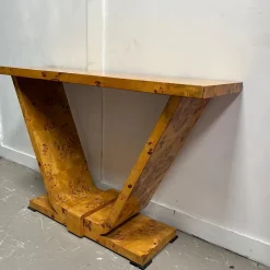Pamono Vintage Art Deco French Burr Walnut Console Table><noscript><img width=