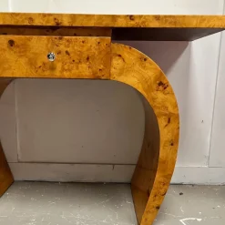 Sale Pamono Vintage Art Deco French Curved Leg Burr Walnut Console Table with Drawer