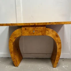 Sale Pamono Vintage Art Deco French Curved Leg Burr Walnut Console Table with Drawer
